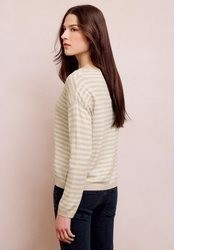 hellbeige horizontal gestreifter Pullover von STREET ONE STUDIO