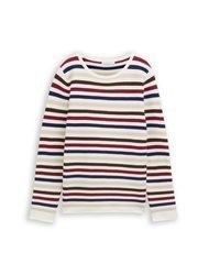 hellbeige horizontal gestreifter Pullover von Tom Tailor