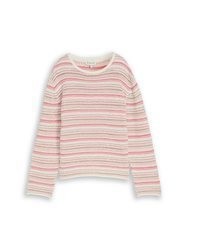 hellbeige horizontal gestreifter Pullover von Tom Tailor