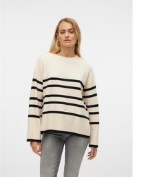 hellbeige horizontal gestreifter Pullover von Vero Moda