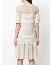 hellbeige horizontal gestreiftes Freizeitkleid von Sonia Rykiel