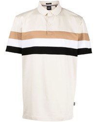 hellbeige horizontal gestreiftes Polohemd von BOSS