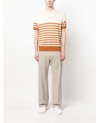 hellbeige horizontal gestreiftes Polohemd von Canali