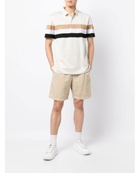 hellbeige horizontal gestreiftes Polohemd von BOSS