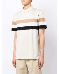 hellbeige horizontal gestreiftes Polohemd von BOSS