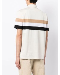 hellbeige horizontal gestreiftes Polohemd von BOSS