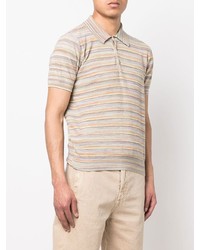 hellbeige horizontal gestreiftes Polohemd von Etro