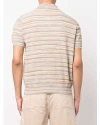 hellbeige horizontal gestreiftes Polohemd von Etro