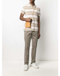 hellbeige horizontal gestreiftes Polohemd von Trussardi