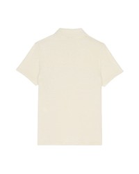 hellbeige horizontal gestreiftes Polohemd von Saint Laurent