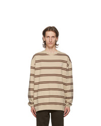 hellbeige horizontal gestreiftes Sweatshirt