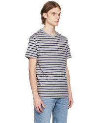 hellbeige horizontal gestreiftes T-Shirt mit einem Rundhalsausschnitt von Polo Ralph Lauren