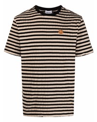hellbeige horizontal gestreiftes T-Shirt mit einem Rundhalsausschnitt von Kenzo