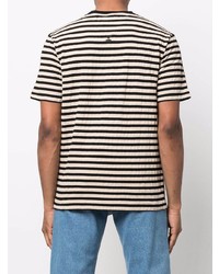 hellbeige horizontal gestreiftes T-Shirt mit einem Rundhalsausschnitt von Kenzo