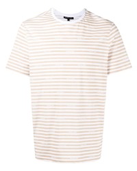 hellbeige horizontal gestreiftes T-Shirt mit einem Rundhalsausschnitt von Michael Kors