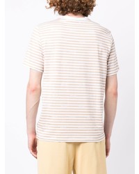 hellbeige horizontal gestreiftes T-Shirt mit einem Rundhalsausschnitt von Michael Kors