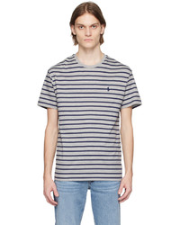 hellbeige horizontal gestreiftes T-Shirt mit einem Rundhalsausschnitt von Polo Ralph Lauren