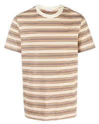 hellbeige horizontal gestreiftes T-Shirt mit einem Rundhalsausschnitt von Sandro Paris