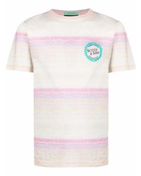 hellbeige horizontal gestreiftes T-Shirt mit einem Rundhalsausschnitt von Scotch & Soda