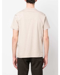 hellbeige horizontal gestreiftes T-Shirt mit einem Rundhalsausschnitt von Peserico