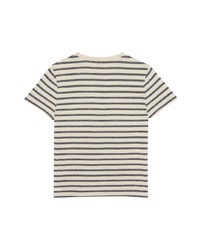 hellbeige horizontal gestreiftes T-Shirt mit einem Rundhalsausschnitt von Saint Laurent
