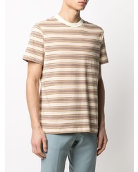 hellbeige horizontal gestreiftes T-Shirt mit einem Rundhalsausschnitt von Sandro Paris