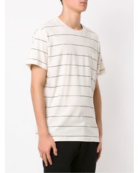 hellbeige horizontal gestreiftes T-Shirt mit einem Rundhalsausschnitt von OSKLEN