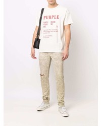 hellbeige Jeans mit Destroyed-Effekten von purple brand