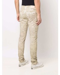 hellbeige Jeans mit Destroyed-Effekten von purple brand