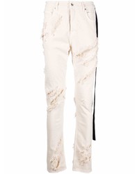 hellbeige Jeans mit Destroyed-Effekten von Rick Owens DRKSHDW