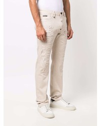 hellbeige Jeans mit Destroyed-Effekten von Philipp Plein