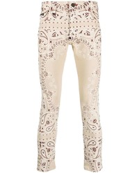 hellbeige Jeans mit Paisley-Muster