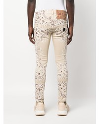 hellbeige Jeans mit Paisley-Muster von Philipp Plein