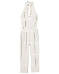 hellbeige Jumpsuit mit Karomuster von Mango