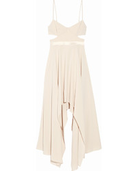 hellbeige Kleid mit Ausschnitten von Halston