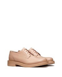 hellbeige klobige Leder Derby Schuhe von Valentino Garavani