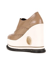 hellbeige klobige Leder Oxford Schuhe von Paloma Barceló