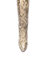 hellbeige kniehohe Stiefel aus Leder mit Schlangenmuster von Tommy Hilfiger