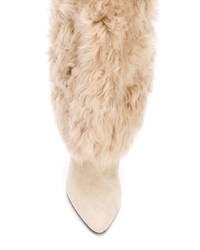 hellbeige kniehohe Stiefel aus Leder von Tom Ford