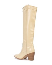 hellbeige kniehohe Stiefel aus Leder von Jill Stuart