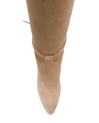 hellbeige kniehohe Stiefel aus Wildleder von Aquazzura