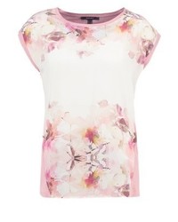 hellbeige Kurzarmbluse mit Blumenmuster von Esprit