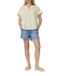 hellbeige Kurzarmbluse von QS