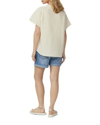 hellbeige Kurzarmbluse von QS