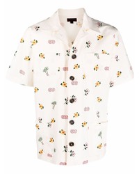 hellbeige Kurzarmhemd mit Blumenmuster von Clot