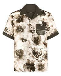 hellbeige Kurzarmhemd mit Blumenmuster von Dolce & Gabbana
