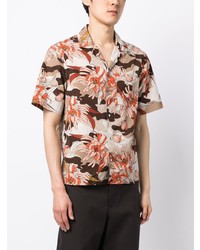 hellbeige Kurzarmhemd mit Blumenmuster von Moncler