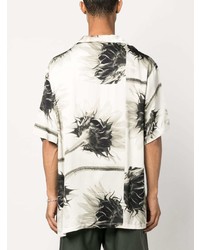 hellbeige Kurzarmhemd mit Blumenmuster von Les Hommes