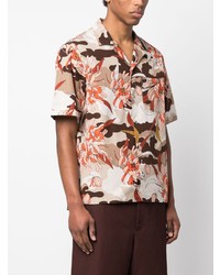 hellbeige Kurzarmhemd mit Blumenmuster von Moncler