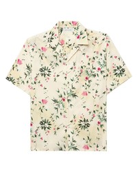 hellbeige Kurzarmhemd mit Blumenmuster von John Elliott